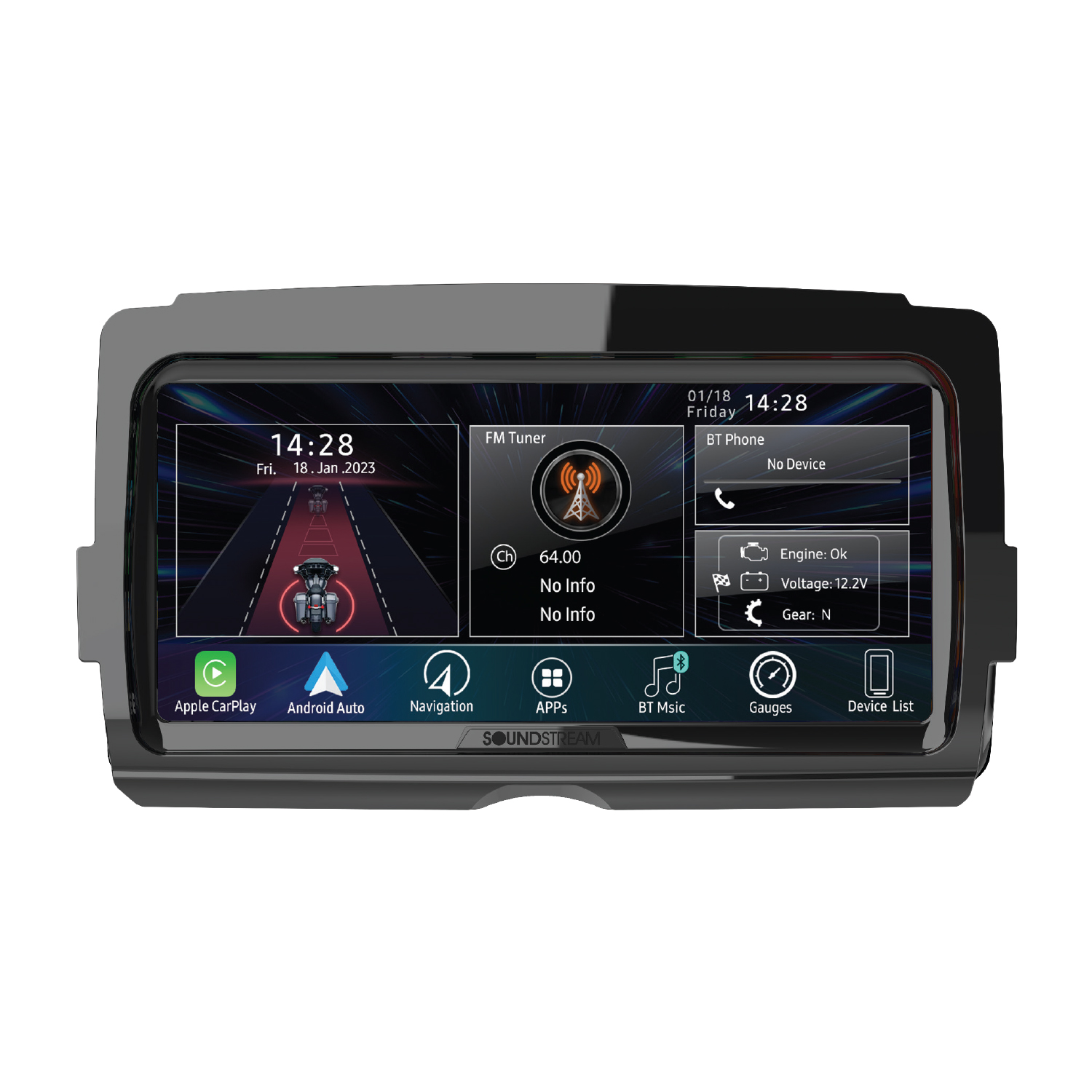 Soundstream V2 Stereo Headunit with Apple CarPlay & Android for 2014-2023 Harley Davidson Touring V2
